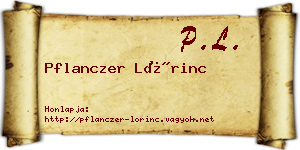 Pflanczer Lőrinc névjegykártya